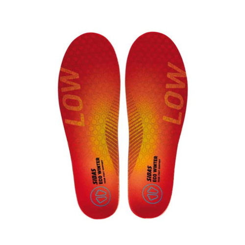 Red and orange shoe insoles with Sidas branding on a white background
