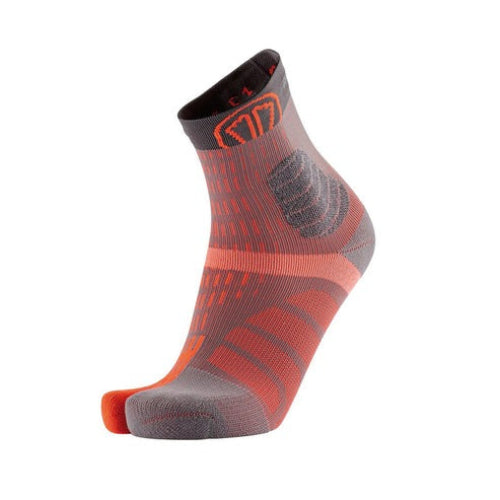 Gray and orange Sidas trail sock on a white background