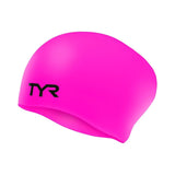 TYR Wrinkle-Free Long Hair Youth Silicone Cap - Fluro Pink