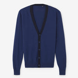 Cross Men's Block Cardigan - Twilight Blue