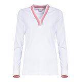 Cross Women's Stripe Long Sleeve Polo - White