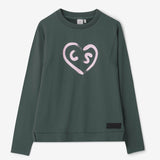 Cross Women's Heart Crew Neck - Jungle Green
