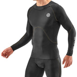 SKINS Men's 400 Long Sleeve Top - Black/Yellow
