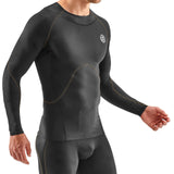 SKINS Men's 400 Long Sleeve Top - Black/Yellow
